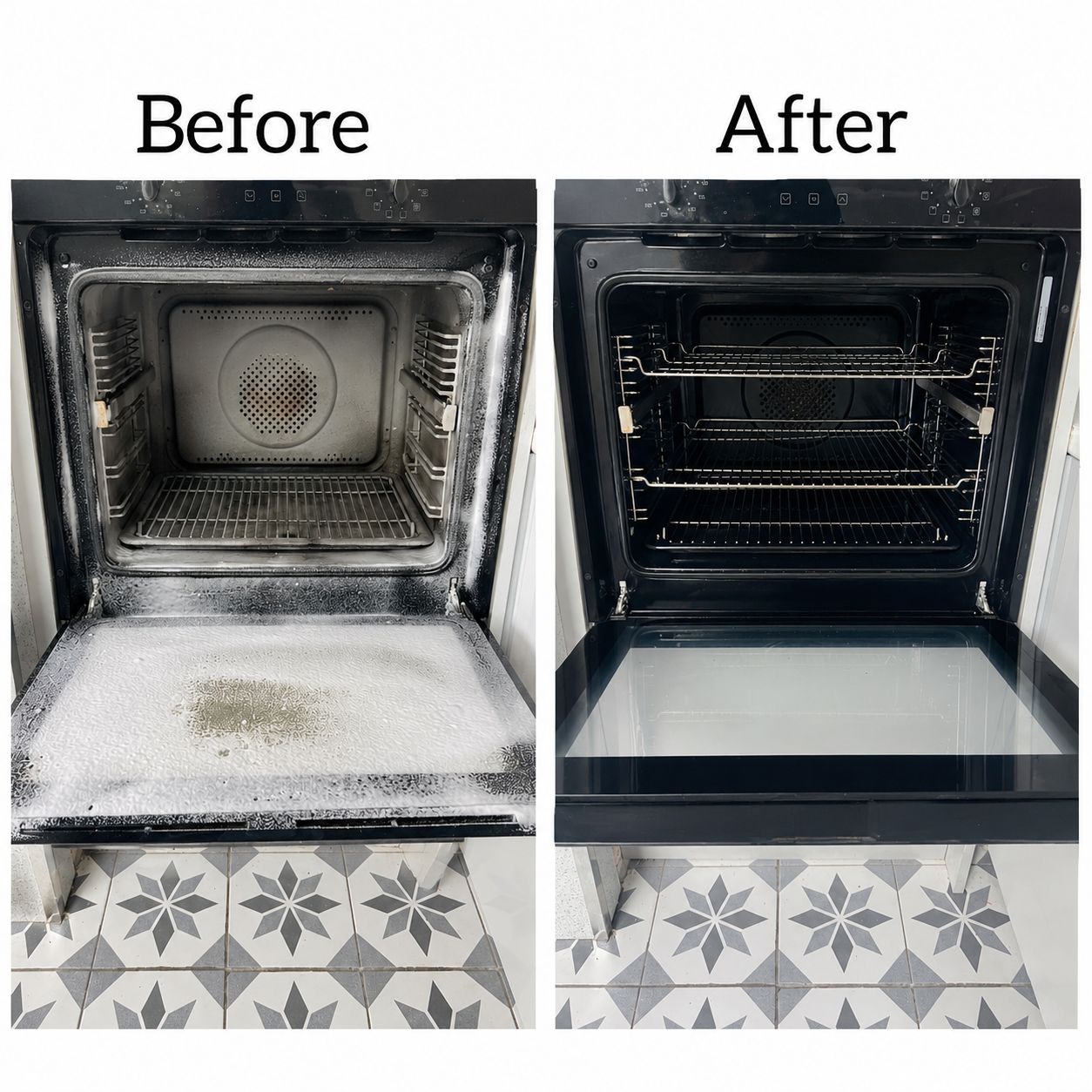 Oven cleaning before and after